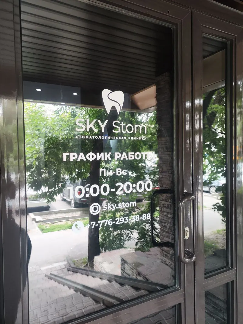 Оформление стеклянной двери SKY Stom — PixelMedia, Алматы