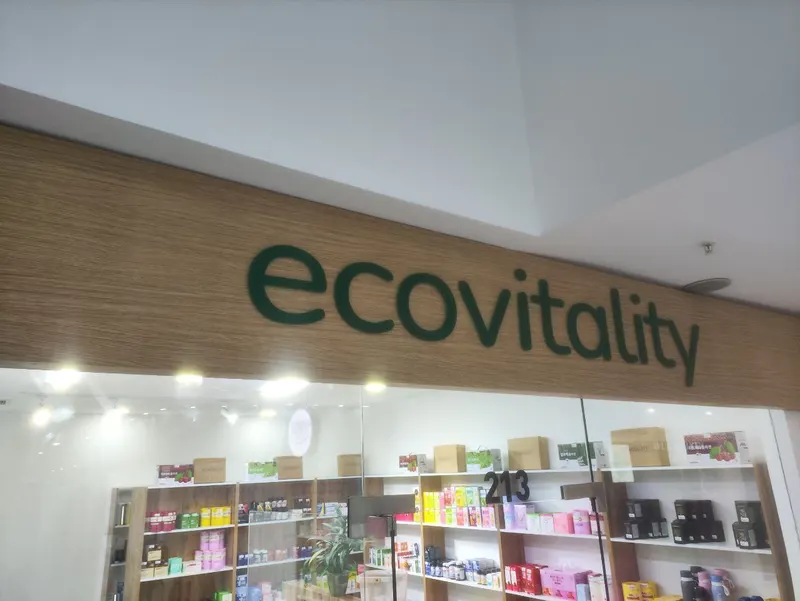 Зелёные объёмные буквы ecovitality — PixelMedia, Алматы