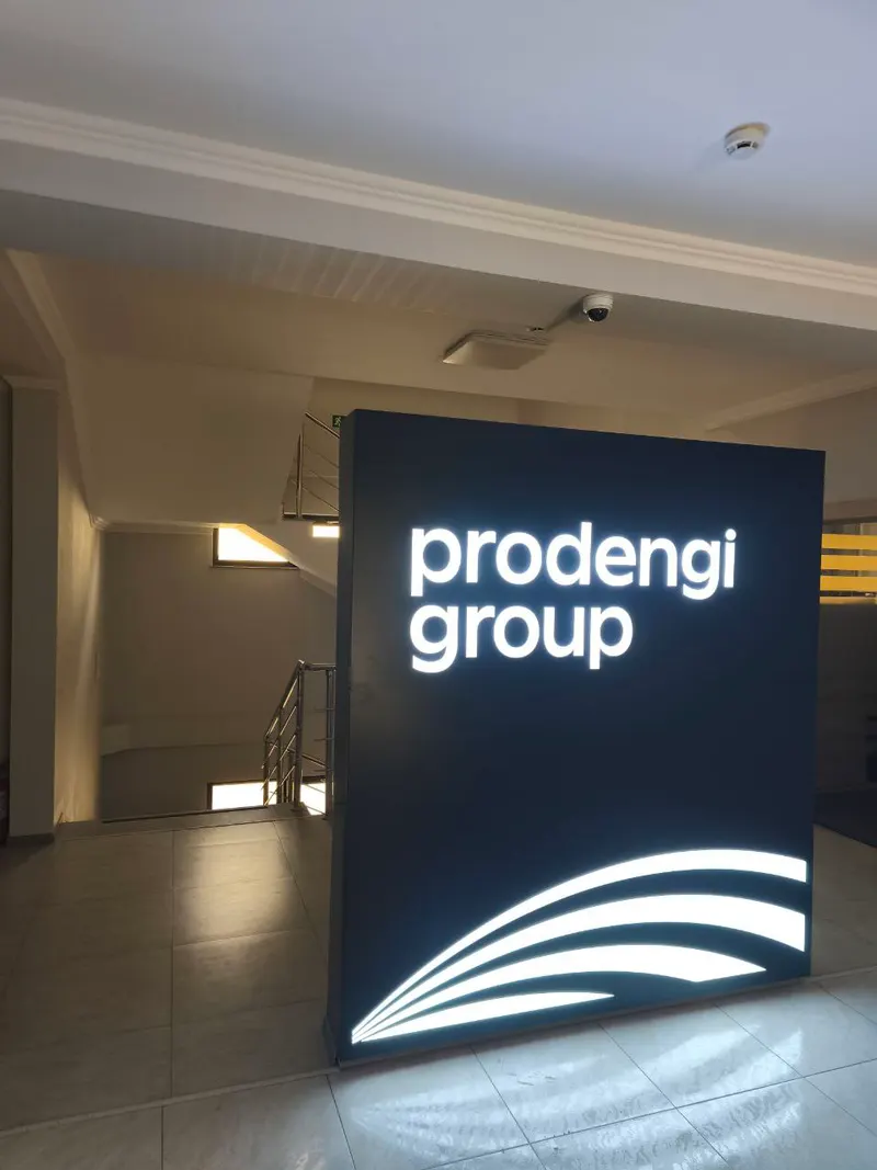 Световая стела prodengi group в холле — PixelMedia, Алматы